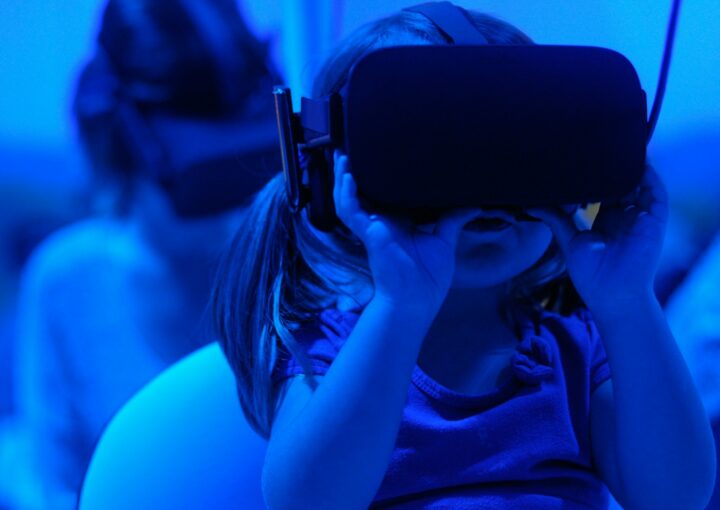 girl using VR goggles